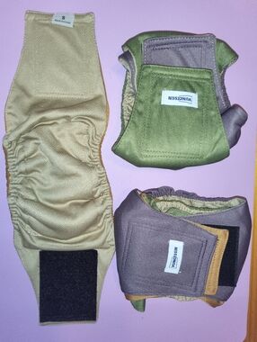 6 Vuncessin Small Velcro Adjustable Dog Belly Bands-Purple Olive Green & Khaki